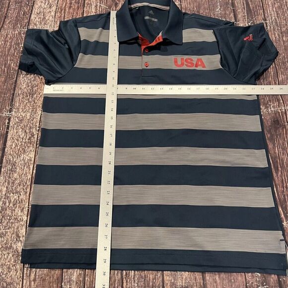 Lot Of 4 Adidas Men USA Athletic Short Sleeve Striped Golf Polo Shirt‎ Sz Large - Picture 10 of 14